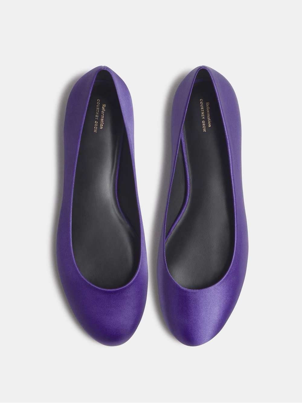 Reformation x Courtney Grow Satin Ballet Flats Purple Size 8 - Picture 2 of 6